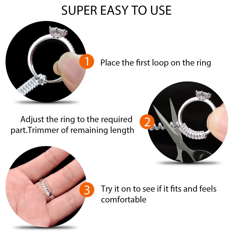 Eiito Ring Sizers for Loose Rings, Eiito Ring Size Adjuster Spacers or Tightener, Invisible Guards, 6 Sizes Fitter, Resizer Fit Almost Any Rings, Reduces Size by 0.5-1.5 - Image 3